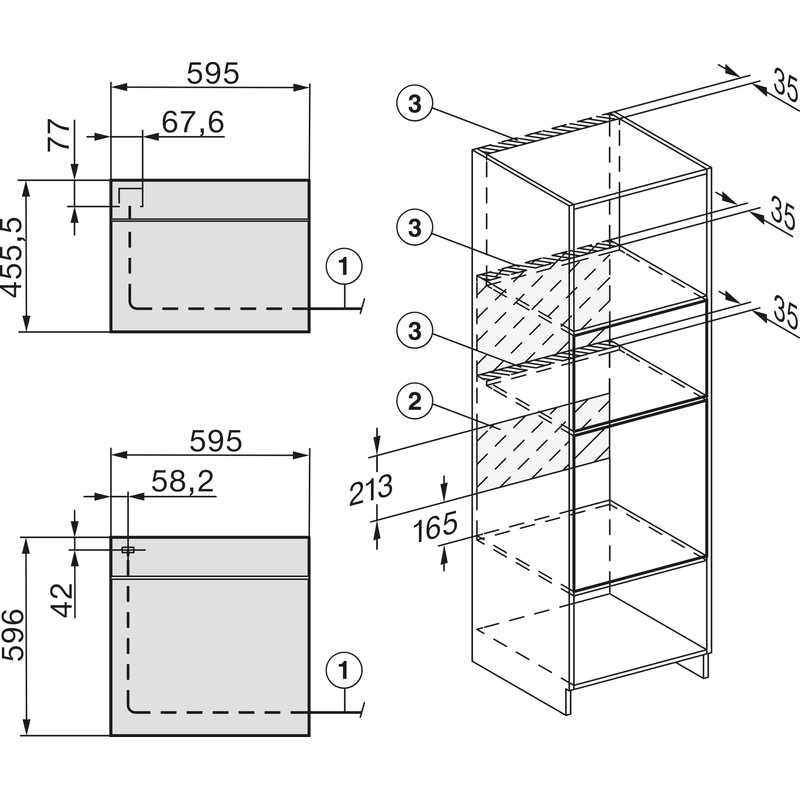 Schéma technique meuble de cuisine avec dimensions.