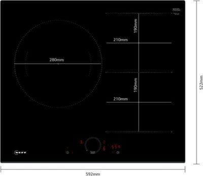 table à induction n 70, 60 cm, noir, sans cadre t56fhl1l0