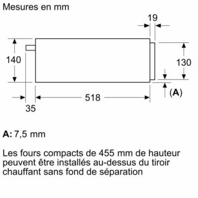 n 70, tiroir chauffant, 60 x 14 cm, inox neff n24ha11n1