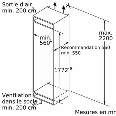 série 6, réfrigérateur combiné intégrable, 177.2 x 55.8 cm, charnières pantographes softclose bosch kin86adb0