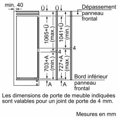 série 6, réfrigérateur combiné intégrable, 177.2 x 55.8 cm, charnières pantographes softclose bosch kin86adb0