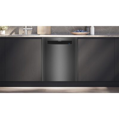 iq500, lave vaisselle sous plan, 60 cm, acier brossé noir anti traces siemens sn15ec06cs