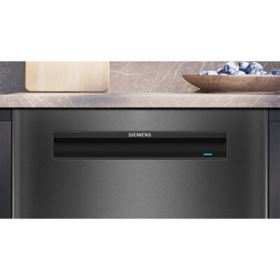 iq500, lave vaisselle sous plan, 60 cm, acier brossé noir anti traces siemens sn15ec06cs