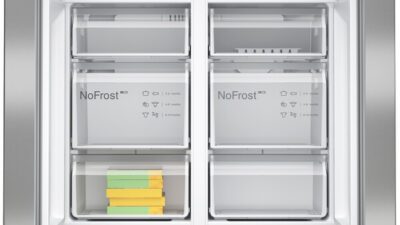 série 4, réfrigérateur multi portes congélateur en bas, 183 x 90.5 cm, acier brossé anti traces, total no frost bosch kfn96vpea