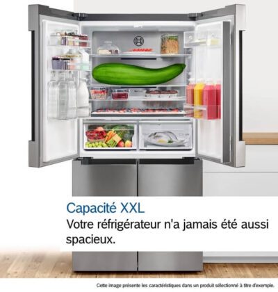 série 4, réfrigérateur multi portes congélateur en bas, 183 x 90.5 cm, acier brossé anti traces, total no frost bosch kfn96vpea