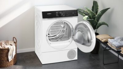 iq500, sèche linge pompe à chaleur, 9 kg, blanc siemens extraklasse wq46h2cafr
