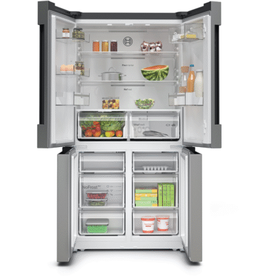 série 4, réfrigérateur multi portes congélateur en bas, 183 x 90.5 cm, acier brossé anti traces, total no frost bosch kfn96vpea
