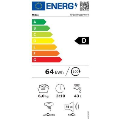 lave linge frontal faible profondeur (40cm) midea mf110w60d/w fr