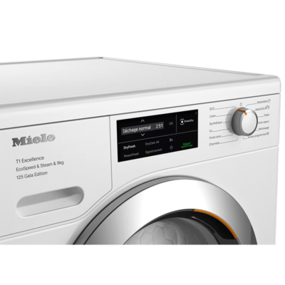 sèche linge pompe à chaleur t1 : 9 kg i comfortsensor i steamcare i silencedrum i drycare 40 miele tel685wp 125 gala ed.