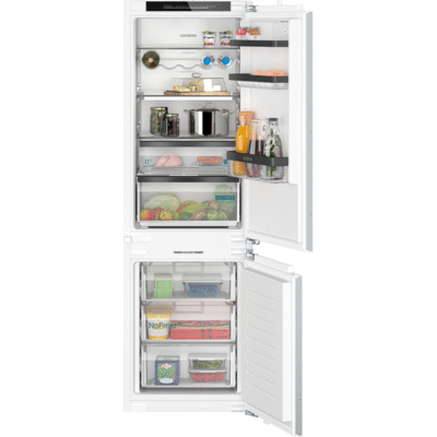 iq500, réfrigérateur combiné intégrable, 177.2 x 55.8 cm, charnières pantographes softclose siemens ki86nsdb0