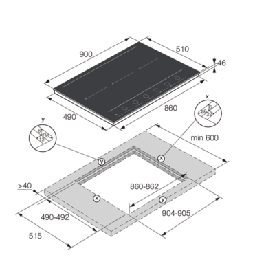 table de cuisson à induction 90cm avec sonde cuisson asko hid956mfc