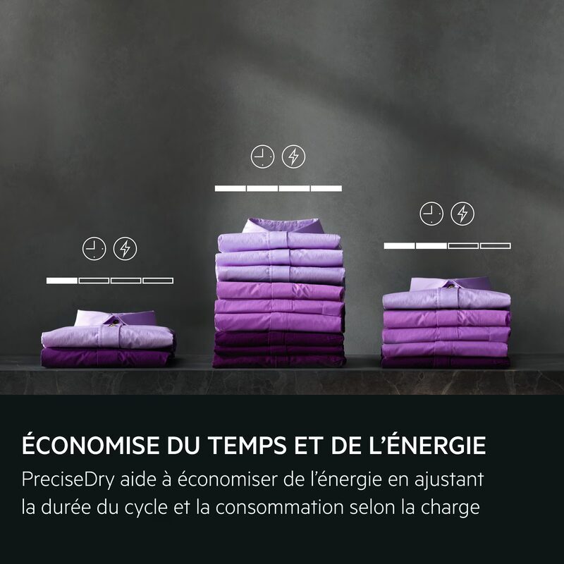 Piles de chemises violettes, économie d’énergie et temps