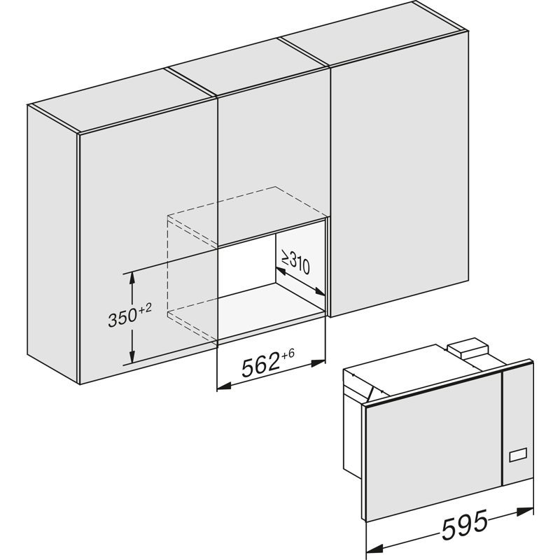 Schéma technique niche meuble cuisine encastrable