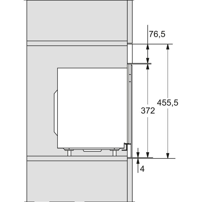 Schéma technique d’un appareil encastré avec dimensions