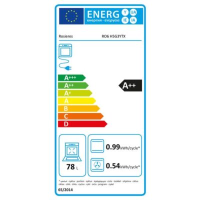 rosieres ro6h5g3ytx four pyrolyse sublime 78 l a++ noir/inox