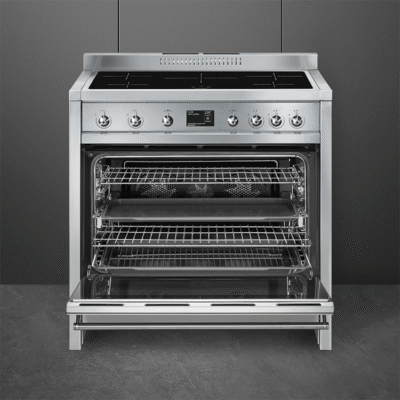 piano de cuisson haut de gamme smeg a1pyid 9 90cm inox induction four pyrolyse