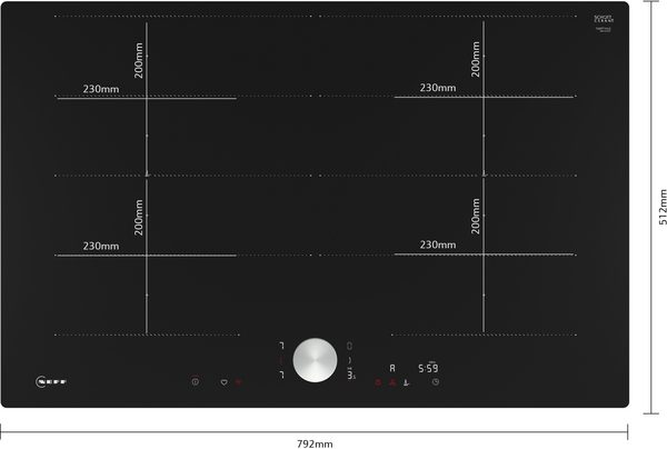 Table de cuisson induction 80cm Neff FlexInduction TwistPad Fire T68PTY4L0, pose à fleur – Image 5