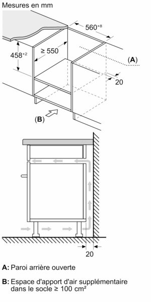Four compact combiné micro-ondes 45cm Bosch CMA585GS1 Serie 6 Inox Verre Noir – Image 7