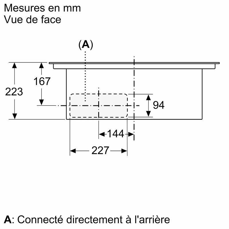 Schéma côté avec dimensions en millimètres