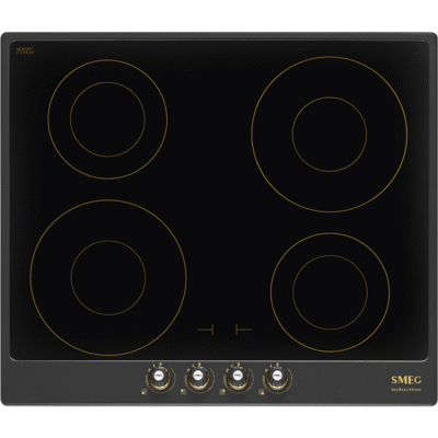 Table induction SMEG SI764AOM - 60cm anthracite, design laiton antique et précision italienne