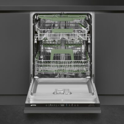 Lave-vaisselle tout intégrable 60cm SMEG STL5322BQLFR bandeau noir laqué  classe B silencieux – Image 2