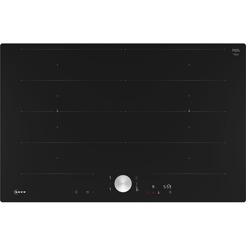 Table de cuisson induction 80cm Neff FlexInduction TwistPad Fire T68PTY4L0, pose à fleur