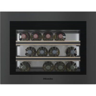 Cave à vin encastrable moderne avec bouteilles visibles