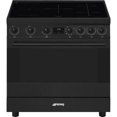 Cuisinière induction noire moderne Smeg