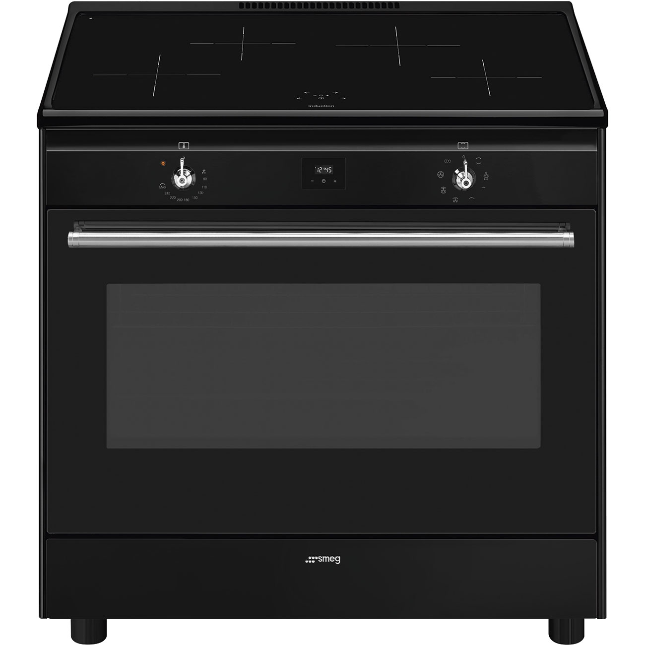 Cuisinière noire avec plaque à induction