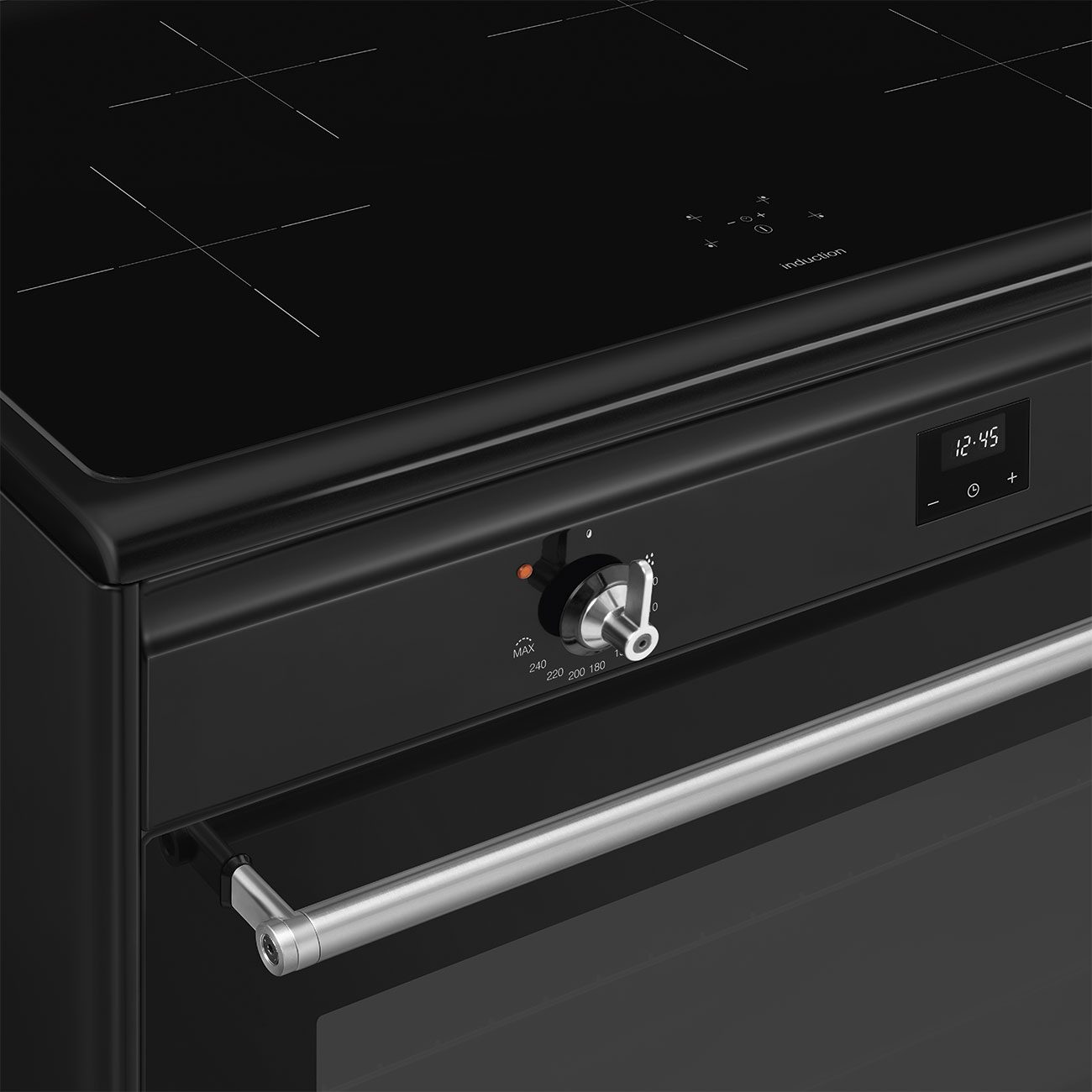 Cuisinière noire avec plaques à induction modernes