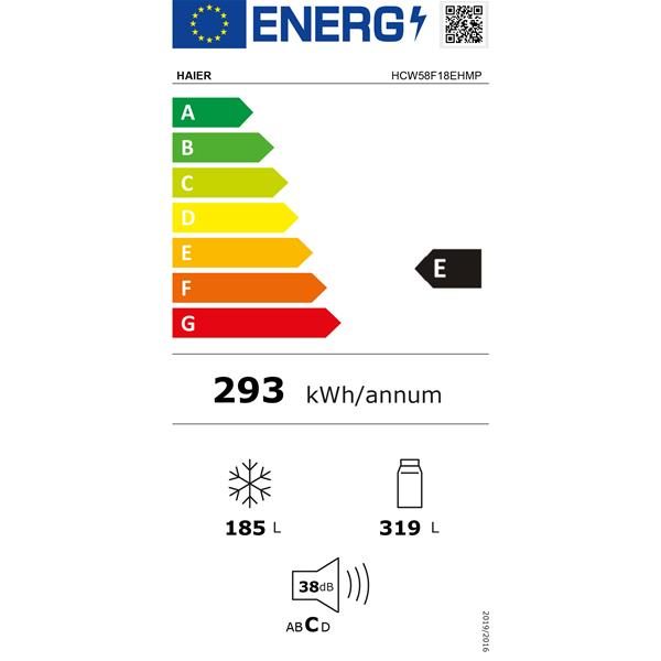 Étiquette énergie réfrigérateur classe E, 293 kWh/an