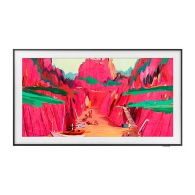 Peinture colorée de canyon avec personnages et bateaux