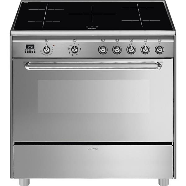 Cuisinière inox à induction avec four intégré