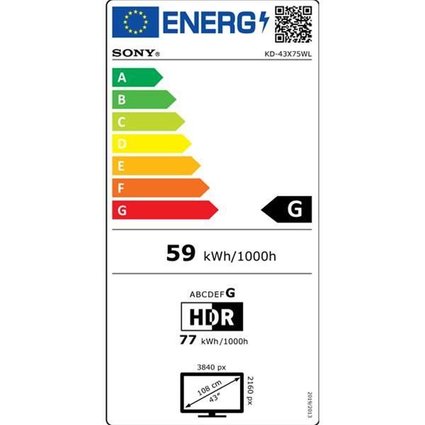 Étiquette énergie téléviseur Sony classe G