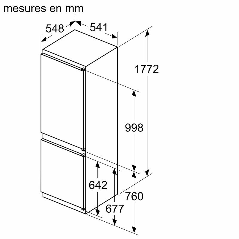 bosch kin86vse0 – réfrigérateur combiné intégrable nofrost 177 cm