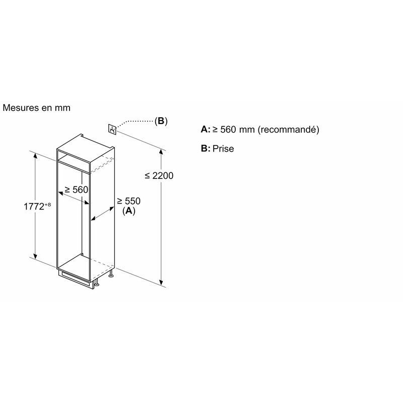 bosch kin86vse0 – réfrigérateur combiné intégrable nofrost 177 cm