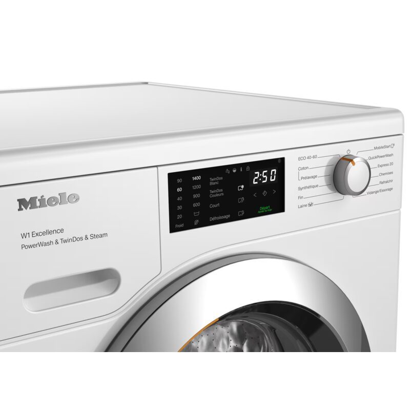 Lave-linge Miele blanc avec écran numérique