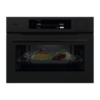 Four noir moderne avec cuisson sous vide