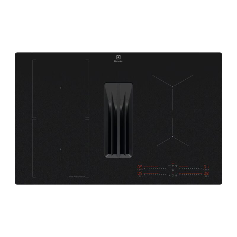 Plaque à induction noire avec hotte intégrée