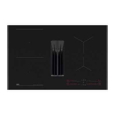Plaque à induction noire avec hotte intégrée