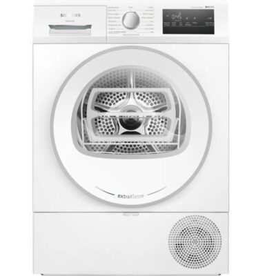 Sèche-linge frontal blanc moderne avec hublot transparent