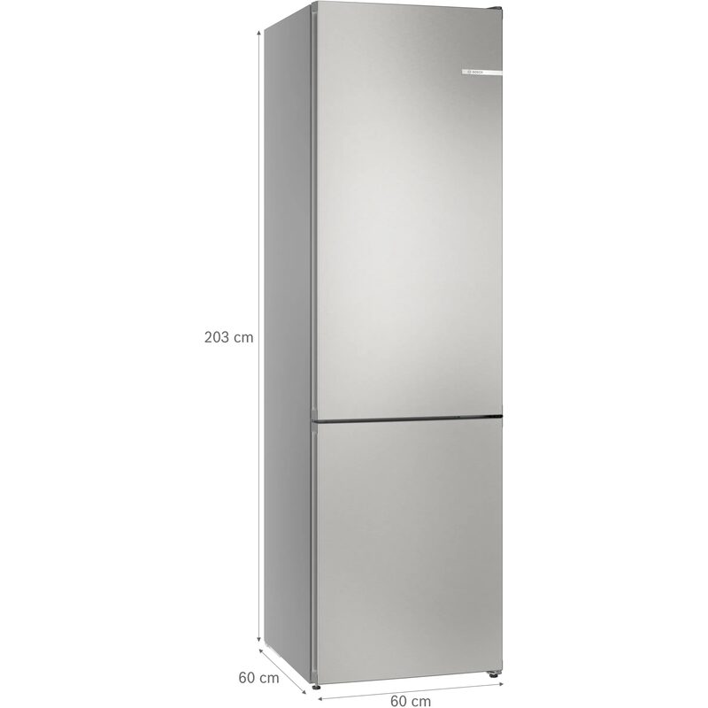 Réfrigérateur inox hauteur 203 cm congélateur bas