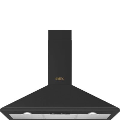 Hotte murale de cuisine noire Smeg moderne