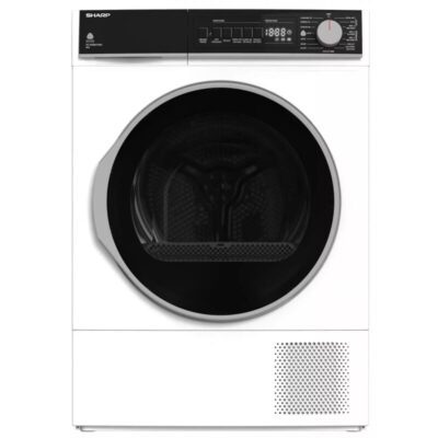 Sèche-linge blanc à hublot frontal moderne