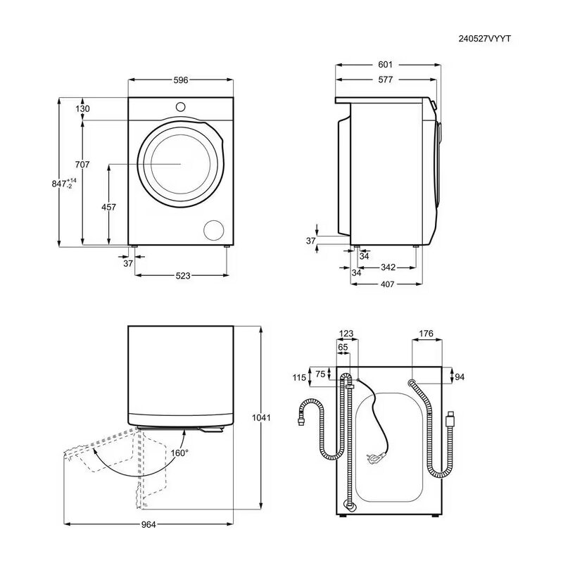 lave linge hublot aeg série 7000 prosteam lfr73a943v 9 kg