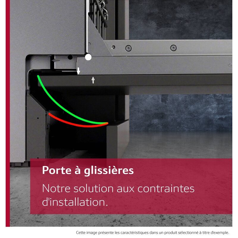 Porte à glissières en métal avec schéma de mouvement