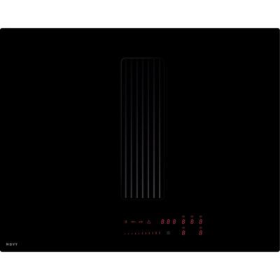 Plaque de cuisson noire avec hotte intégrée
