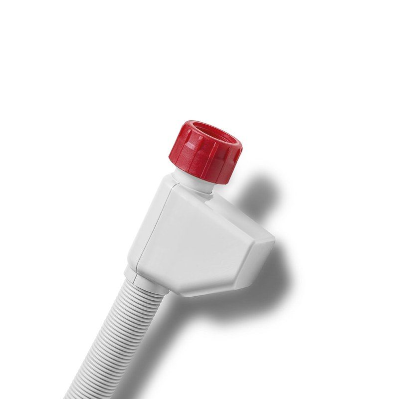 Raccord de tuyau blanc avec bouchon rouge