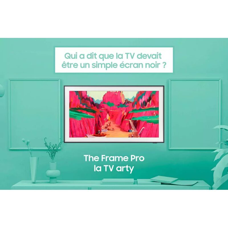 Téléviseur design affichant une œuvre colorée
