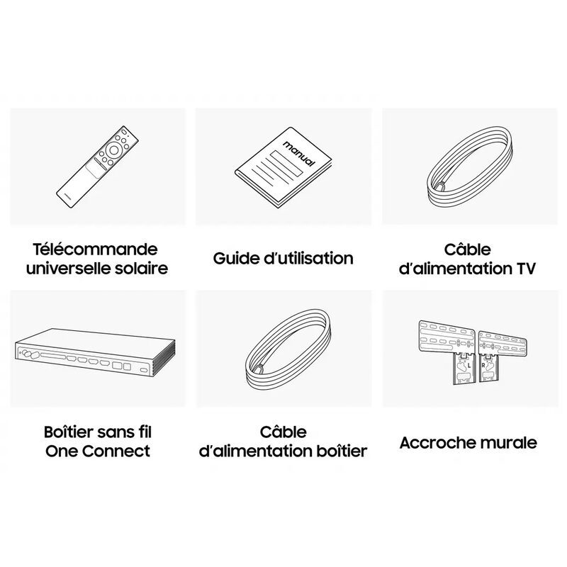 Contenu de la boîte télévision et accessoires essentiels